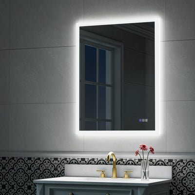 28-in W x 36-in H LED Lit Mirror Rectangular Fog Free Frameless Bathroom Vanity Mirror