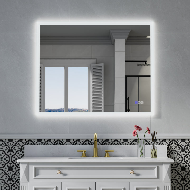 40-in W x 32-in H LED Lit Mirror Rectangular Fog Free Frameless Bathroom Vanity Mirror