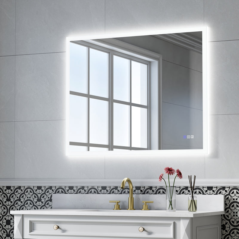 40-in W x 32-in H LED Lit Mirror Rectangular Fog Free Frameless Bathroom Vanity Mirror