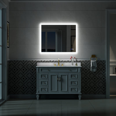 40-in W x 32-in H LED Lit Mirror Rectangular Fog Free Frameless Bathroom Vanity Mirror