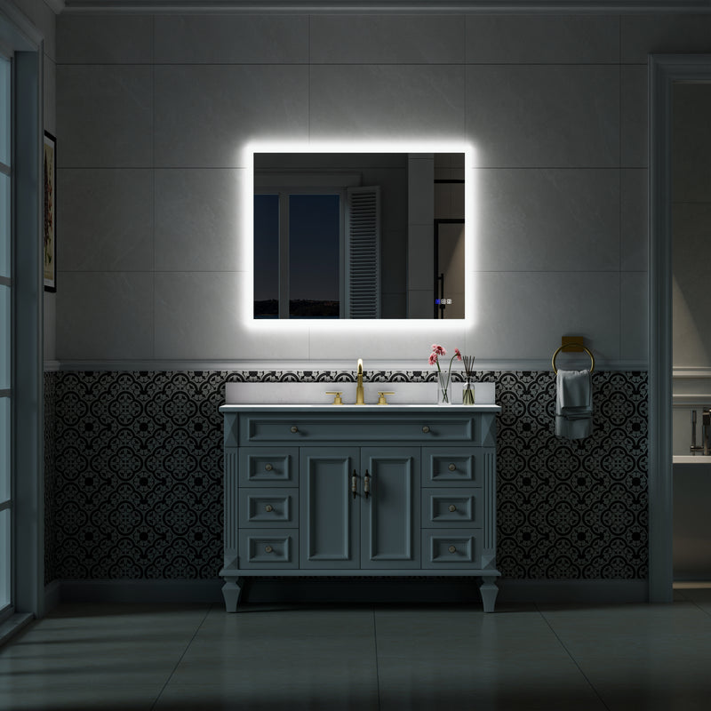 40-in W x 32-in H LED Lit Mirror Rectangular Fog Free Frameless Bathroom Vanity Mirror