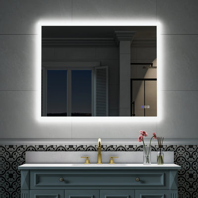 40-in W x 32-in H LED Lit Mirror Rectangular Fog Free Frameless Bathroom Vanity Mirror