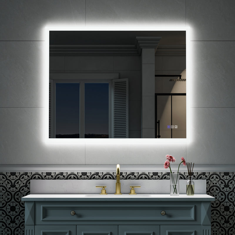 40-in W x 32-in H LED Lit Mirror Rectangular Fog Free Frameless Bathroom Vanity Mirror