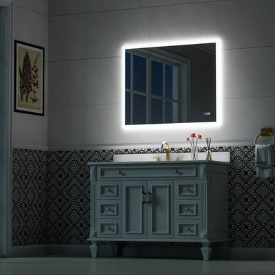 40-in W x 32-in H LED Lit Mirror Rectangular Fog Free Frameless Bathroom Vanity Mirror