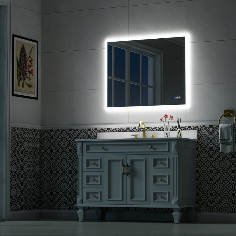 40-in W x 32-in H LED Lit Mirror Rectangular Fog Free Frameless Bathroom Vanity Mirror