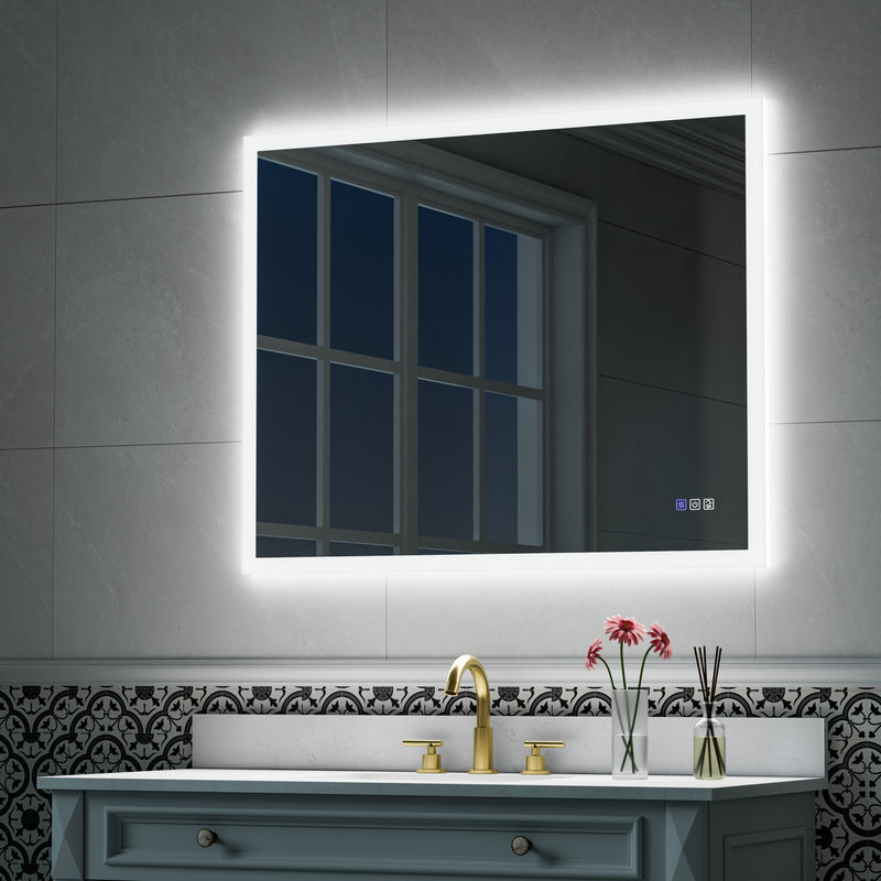 40-in W x 32-in H LED Lit Mirror Rectangular Fog Free Frameless Bathroom Vanity Mirror