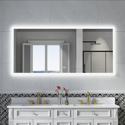 60 in. W x 28 in. H LED Light Mirror Rectangular Fog Free Frameless Bathroom Vanity Mirror