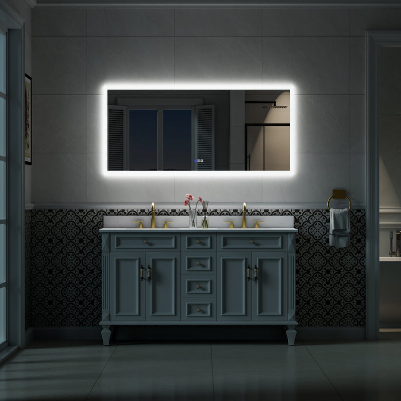 60 in. W x 28 in. H LED Light Mirror Rectangular Fog Free Frameless Bathroom Vanity Mirror