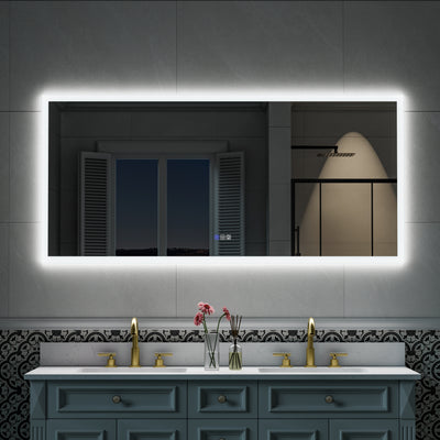 60 in. W x 28 in. H LED Light Mirror Rectangular Fog Free Frameless Bathroom Vanity Mirror
