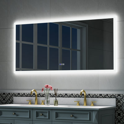 60 in. W x 28 in. H LED Light Mirror Rectangular Fog Free Frameless Bathroom Vanity Mirror