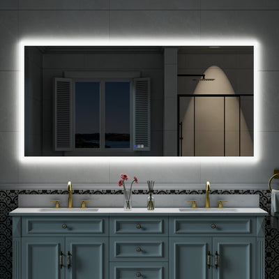 72 in. W x36 in. H LED Light Mirror Rectangular Fog Free Frameless Bathroom Vanity Mirror