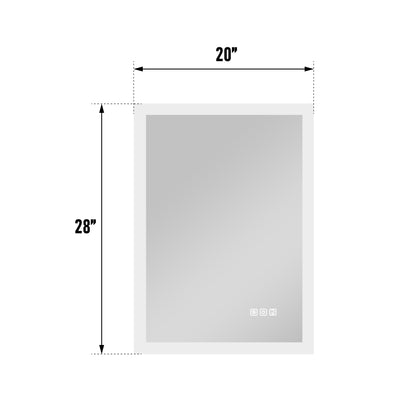 20-in W x 28-in H LED Lit Mirror Rectangular Fog Free Frameless Bathroom Vanity Mirror