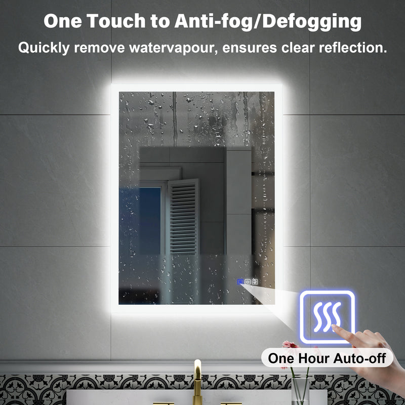 24-in W x 32-in H LED Lit Mirror Rectangular Fog Free Frameless Bathroom Vanity Mirror