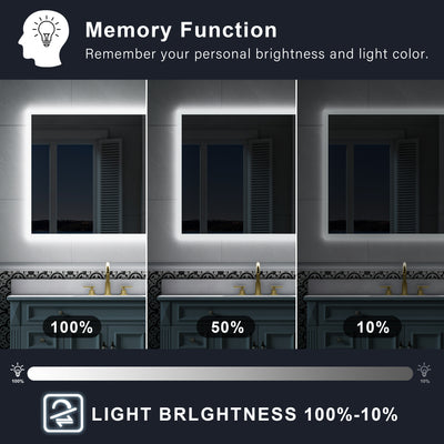 40-in W x 32-in H LED Lit Mirror Rectangular Fog Free Frameless Bathroom Vanity Mirror