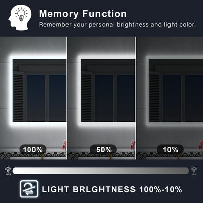 72 in. W x36 in. H LED Light Mirror Rectangular Fog Free Frameless Bathroom Vanity Mirror