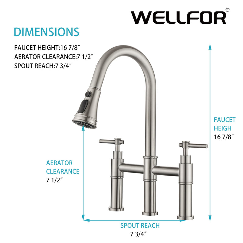 Bridge Kitchen Faucet Product Drawing