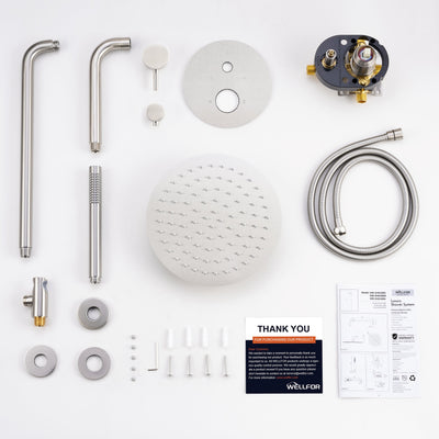 3-Function Shower System with Tub Spout, 10-Inch Rainfall Head & Handheld – Pressure Balance Valve, 304 Stainless Steel