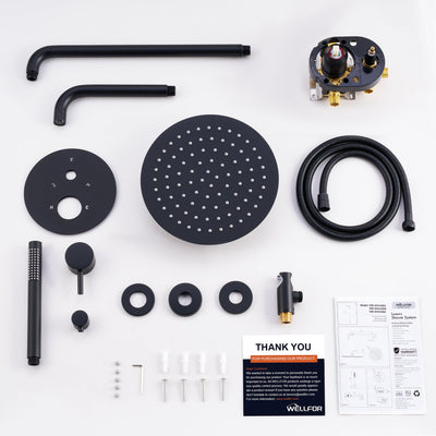 3-Function Shower System with Tub Spout, 10-Inch Rainfall Head & Handheld – Pressure Balance Valve, 304 Stainless Steel