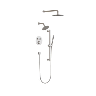 3-Function 10" Round Stainless Steel Shower System with Dual Mounting Options Wall-Mounted & Ceiling-Mounted, Sliding Bar