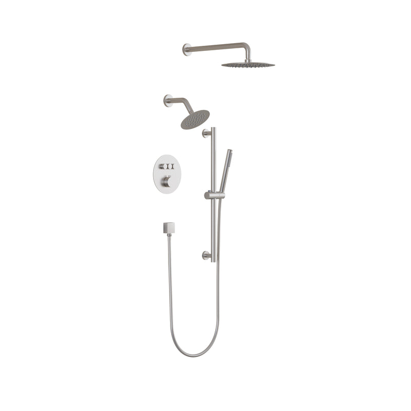 3-Function 10" Round Stainless Steel Shower System with Dual Mounting Options Wall-Mounted & Ceiling-Mounted, Sliding Bar