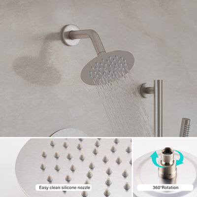 3-Function 10" Round Stainless Steel Shower System with Dual Mounting Options Wall-Mounted & Ceiling-Mounted, Sliding Bar