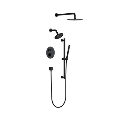 3-Function 10" Round Stainless Steel Shower System with Dual Mounting Options Wall-Mounted & Ceiling-Mounted, Sliding Bar
