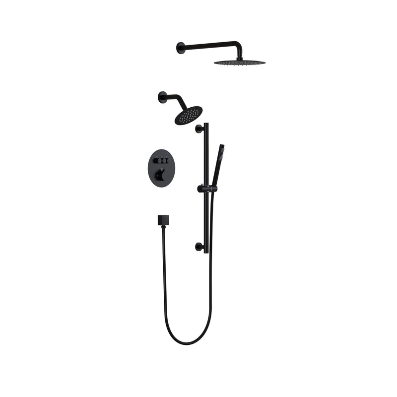 3-Function 10" Round Stainless Steel Shower System with Dual Mounting Options Wall-Mounted & Ceiling-Mounted, Sliding Bar
