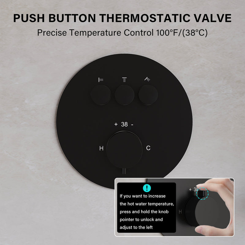 3-Function 10" Round Stainless Steel Shower System with Dual Mounting Options Wall-Mounted & Ceiling-Mounted, Sliding Bar