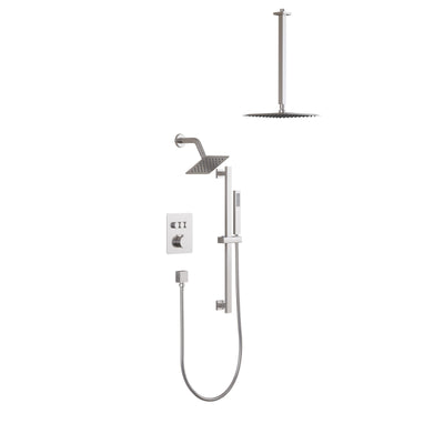 3-Function 10" Stainless Steel Shower System with Dual Mounting Options Wall-Mounted & Ceiling-Mounted, Sliding Bar