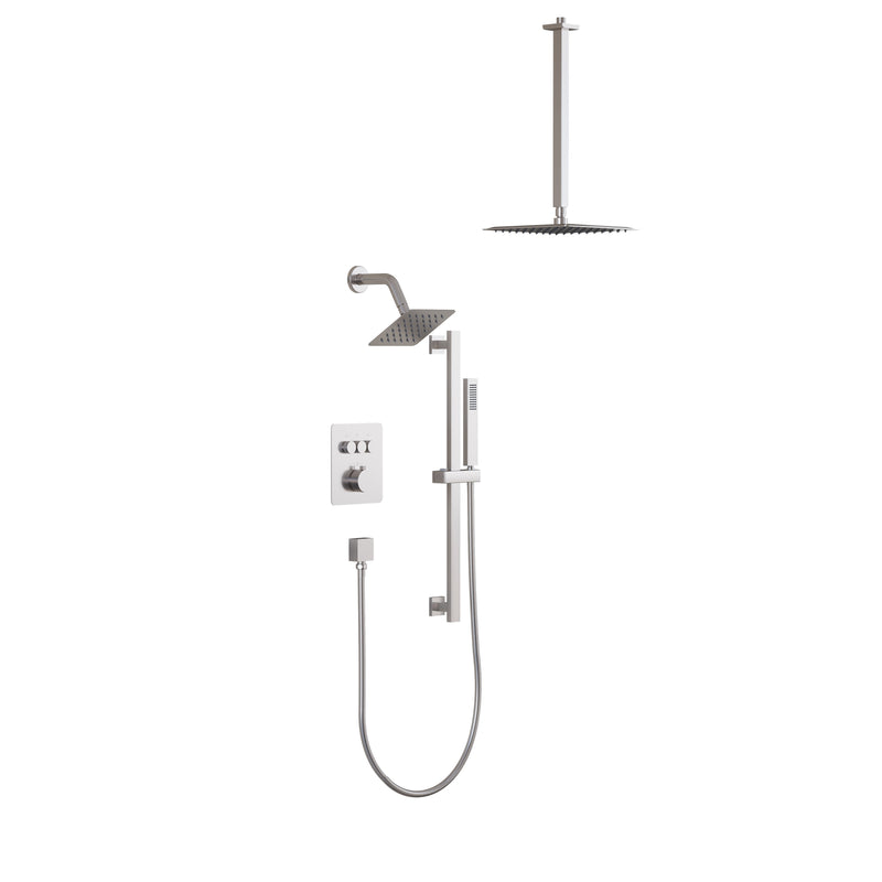 3-Function 10" Stainless Steel Shower System with Dual Mounting Options Wall-Mounted & Ceiling-Mounted, Sliding Bar