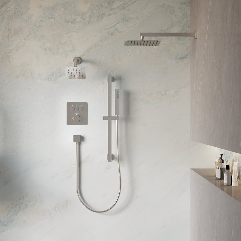 3-Function 10" Stainless Steel Shower System with Dual Mounting Options Wall-Mounted & Ceiling-Mounted, Sliding Bar