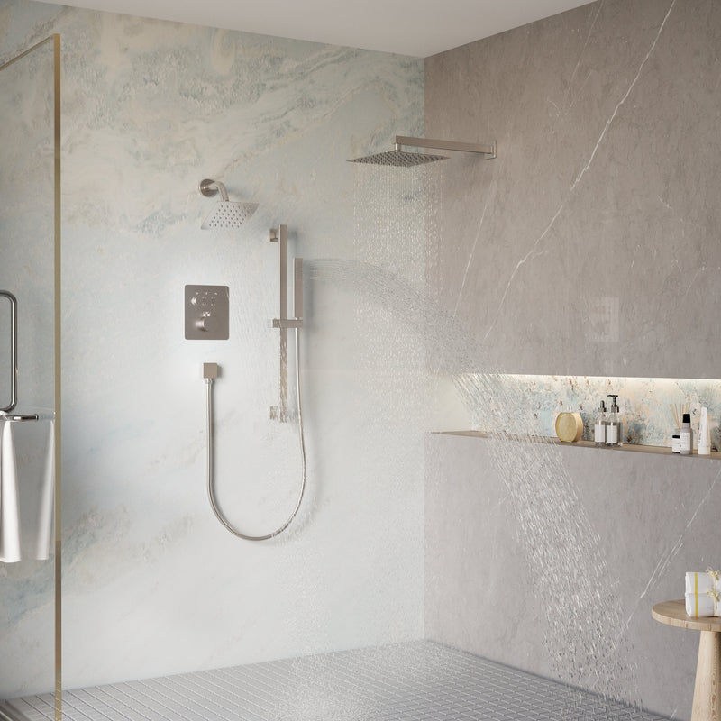 3-Function 10" Stainless Steel Shower System with Dual Mounting Options Wall-Mounted & Ceiling-Mounted, Sliding Bar