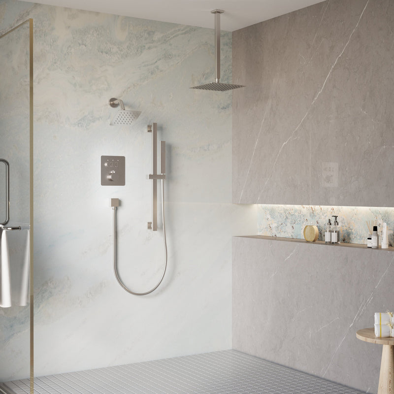 3-Function 10" Stainless Steel Shower System with Dual Mounting Options Wall-Mounted & Ceiling-Mounted, Sliding Bar