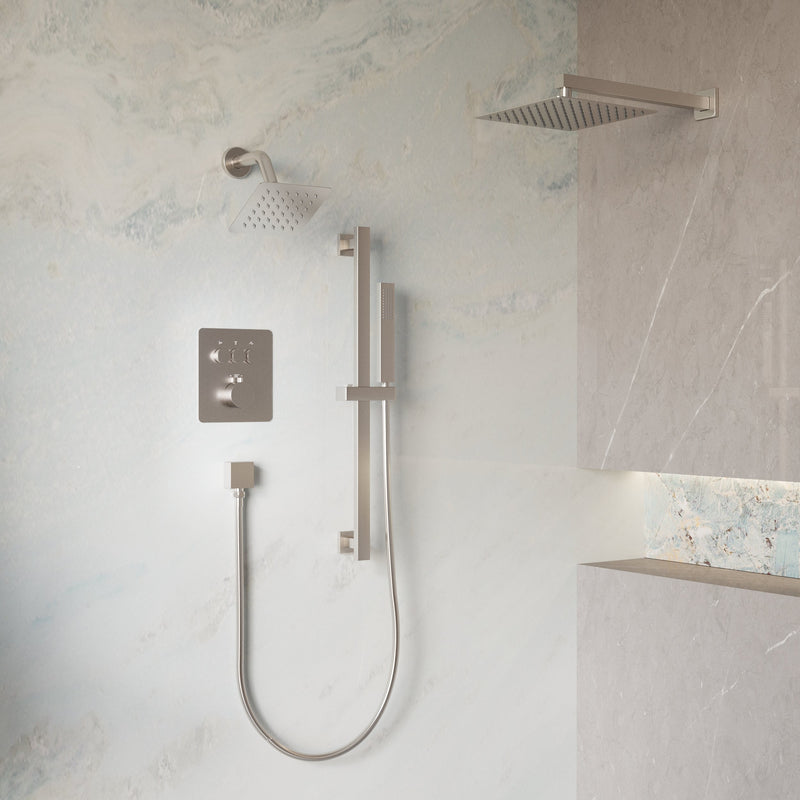 3-Function 10" Stainless Steel Shower System with Dual Mounting Options Wall-Mounted & Ceiling-Mounted, Sliding Bar