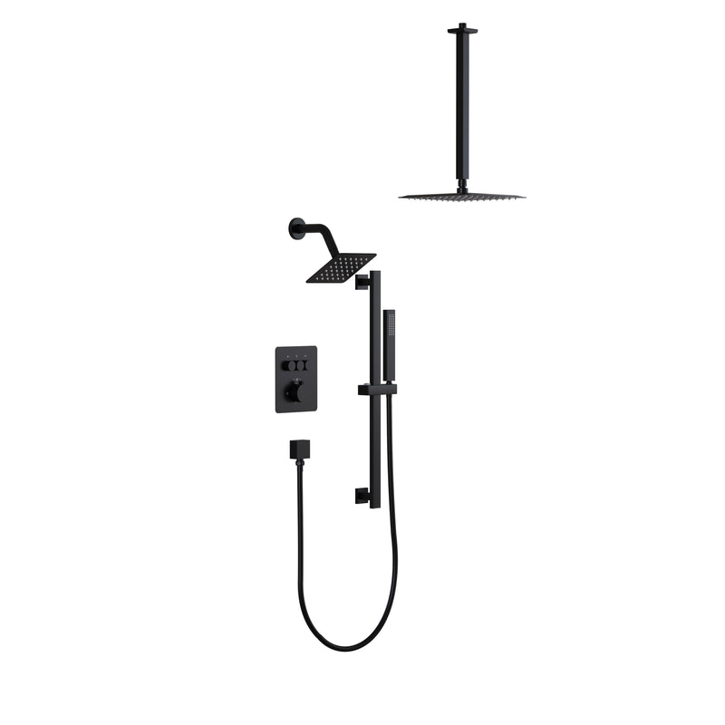 3-Function 10" Stainless Steel Shower System with Dual Mounting Options Wall-Mounted & Ceiling-Mounted, Sliding Bar