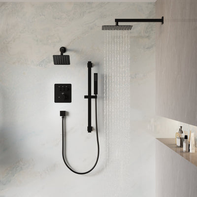 3-Function 10" Stainless Steel Shower System with Dual Mounting Options Wall-Mounted & Ceiling-Mounted, Sliding Bar
