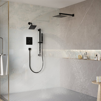 3-Function 10" Stainless Steel Shower System with Dual Mounting Options Wall-Mounted & Ceiling-Mounted, Sliding Bar
