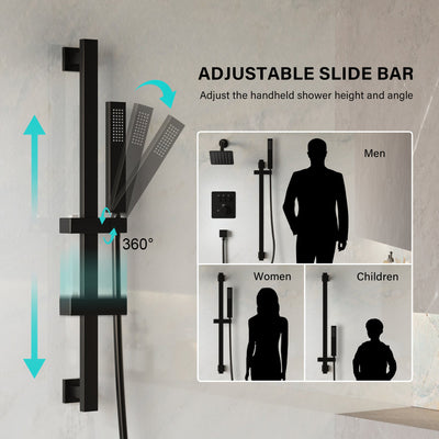 3-Function 10" Stainless Steel Shower System with Dual Mounting Options Wall-Mounted & Ceiling-Mounted, Sliding Bar