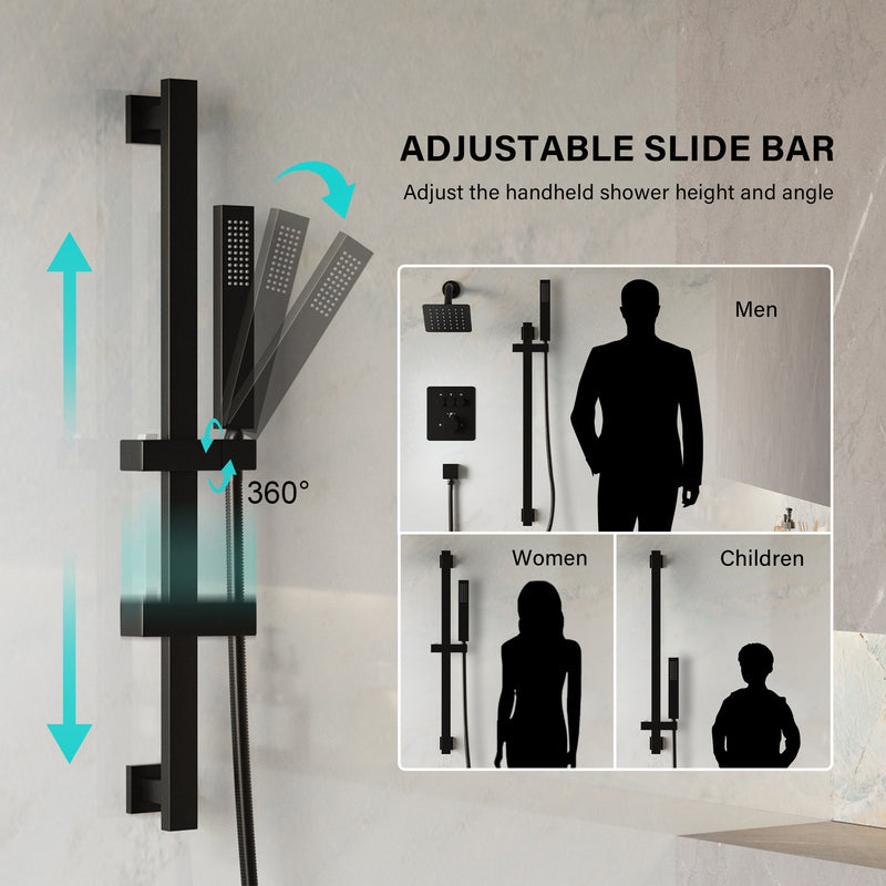 3-Function 10" Stainless Steel Shower System with Dual Mounting Options Wall-Mounted & Ceiling-Mounted, Sliding Bar