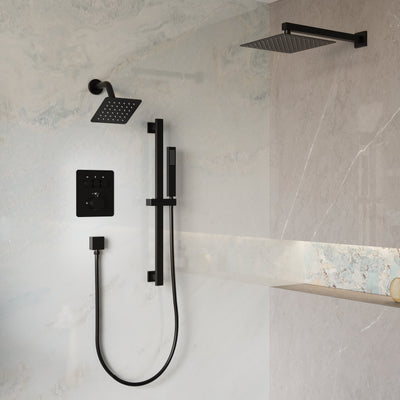 3-Function 10" Stainless Steel Shower System with Dual Mounting Options Wall-Mounted & Ceiling-Mounted, Sliding Bar