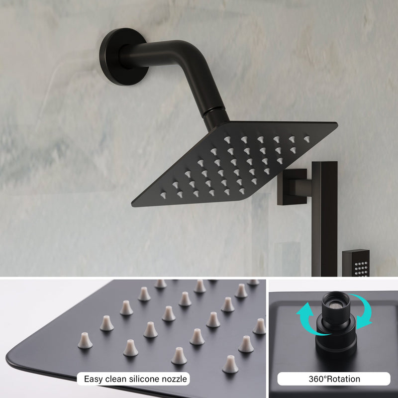 3-Function 10" Stainless Steel Shower System with Dual Mounting Options Wall-Mounted & Ceiling-Mounted, Sliding Bar