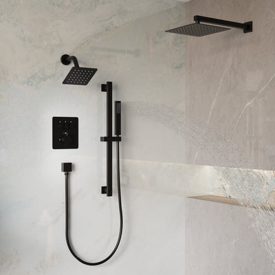 3-Function 10" Stainless Steel Shower System with Dual Mounting Options Wall-Mounted & Ceiling-Mounted, Sliding Bar