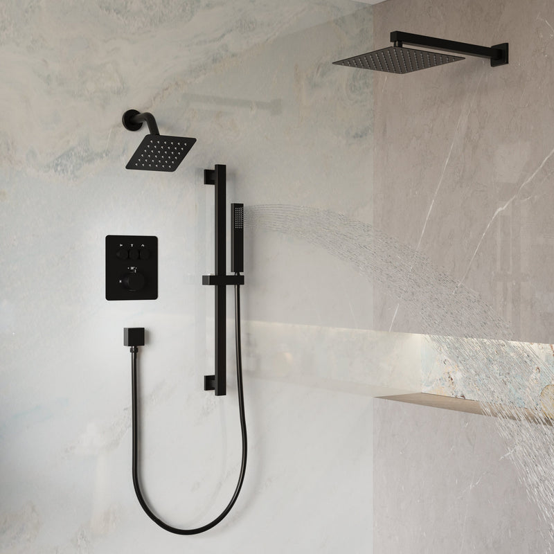 3-Function 10" Stainless Steel Shower System with Dual Mounting Options Wall-Mounted & Ceiling-Mounted, Sliding Bar