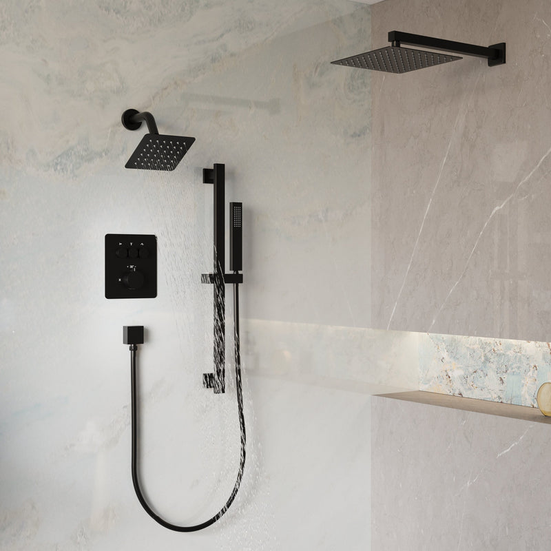 3-Function 10" Stainless Steel Shower System with Dual Mounting Options Wall-Mounted & Ceiling-Mounted, Sliding Bar