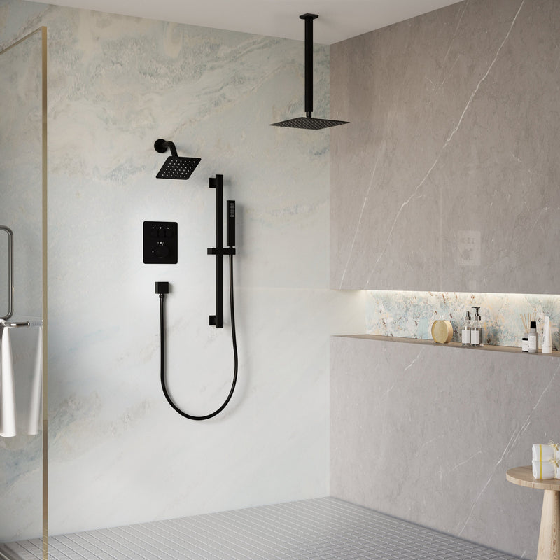 3-Function 10" Stainless Steel Shower System with Dual Mounting Options Wall-Mounted & Ceiling-Mounted, Sliding Bar