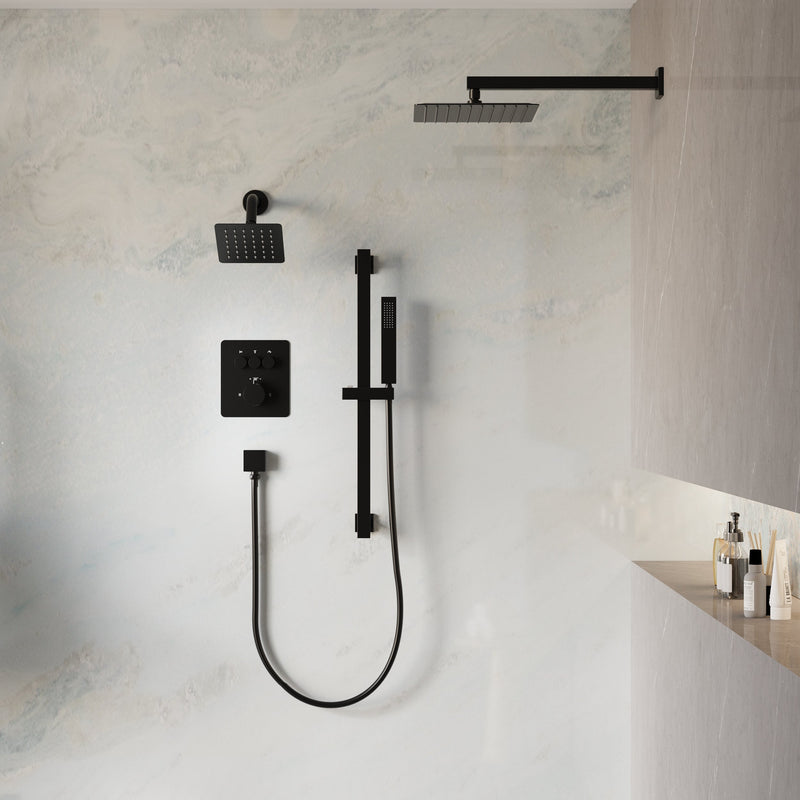 3-Function 10" Stainless Steel Shower System with Dual Mounting Options Wall-Mounted & Ceiling-Mounted, Sliding Bar