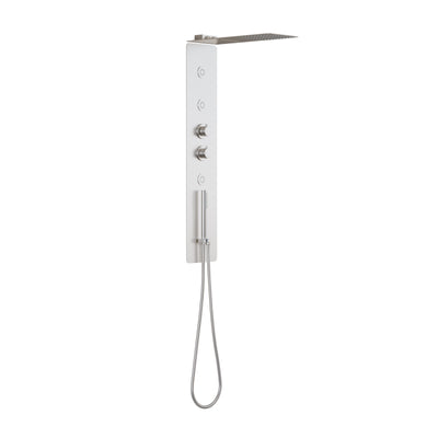 Luxury Thermostatic 4-Function Stainless Steel Shower System with Ultra-Thin Dual-Function Rainfall Head, Handheld, Body Jets