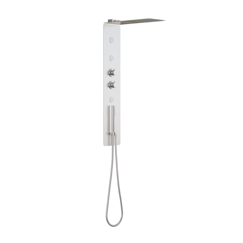 Luxury Thermostatic 4-Function Stainless Steel Shower System with Ultra-Thin Dual-Function Rainfall Head, Handheld, Body Jets