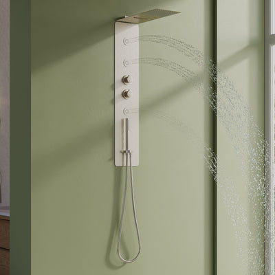 Luxury Thermostatic 4-Function Stainless Steel Shower System with Ultra-Thin Dual-Function Rainfall Head, Handheld, Body Jets