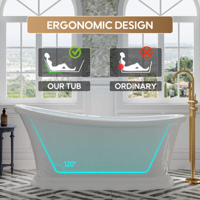 67" Acrylic Modern Freestanding Soaking Bathtub, Overflow and Drain Included